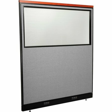 INTERION BY GLOBAL INDUSTRIAL Interion Deluxe Electric Office Partition Panel with Partial Window, 60-1/4inW x 65-1/2inH, Gray 694717WEGY